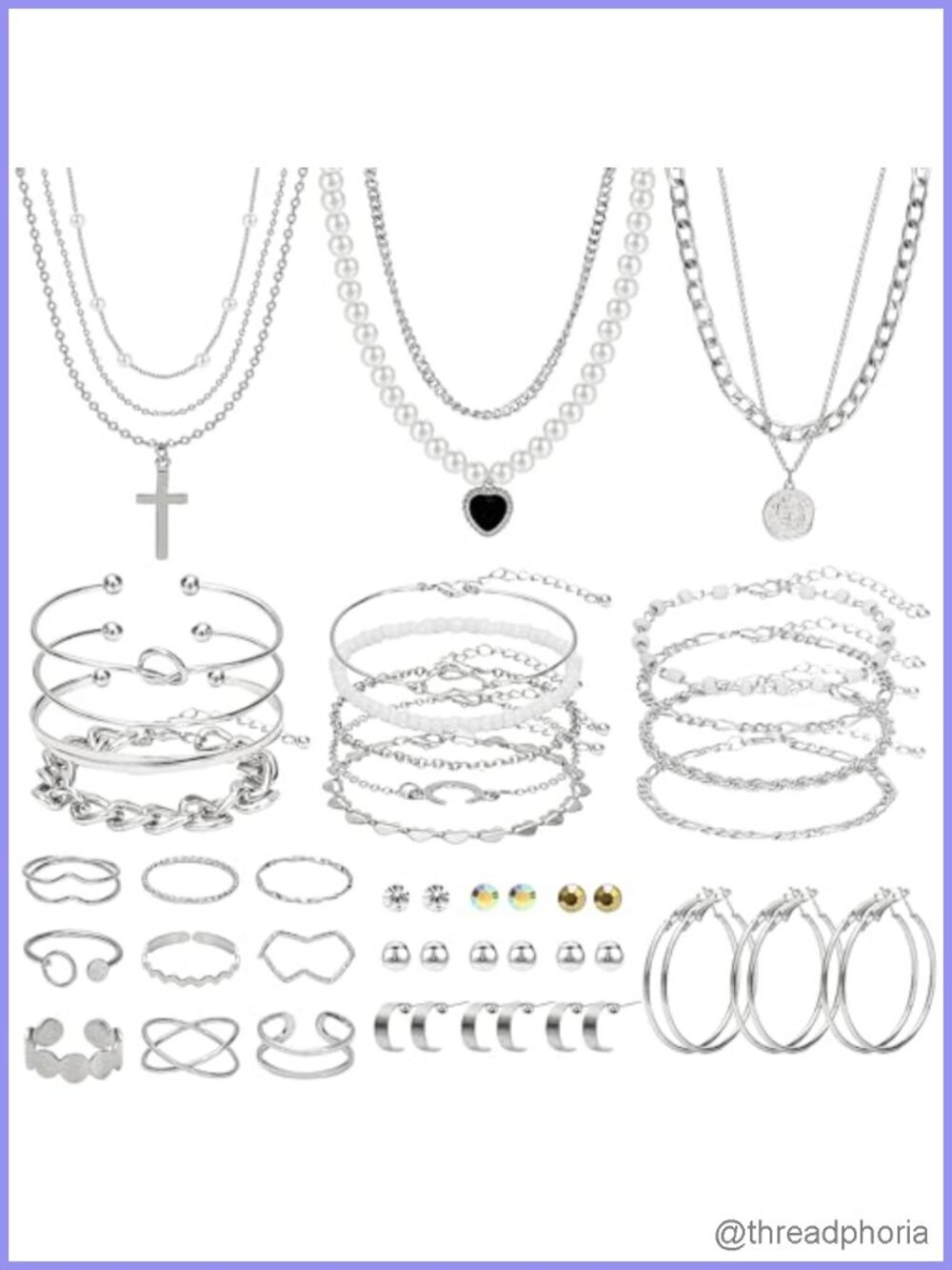 Gold Plated Jewelry Set for Women 50 Pc Necklace Bracelet Earrings Ring Costume